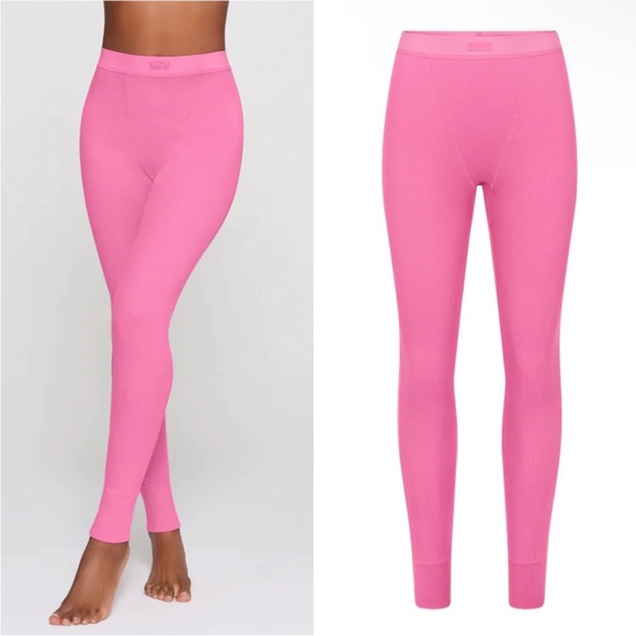 NWT SKIMS SUGAR PINK RIBBED LEGGINGS size S